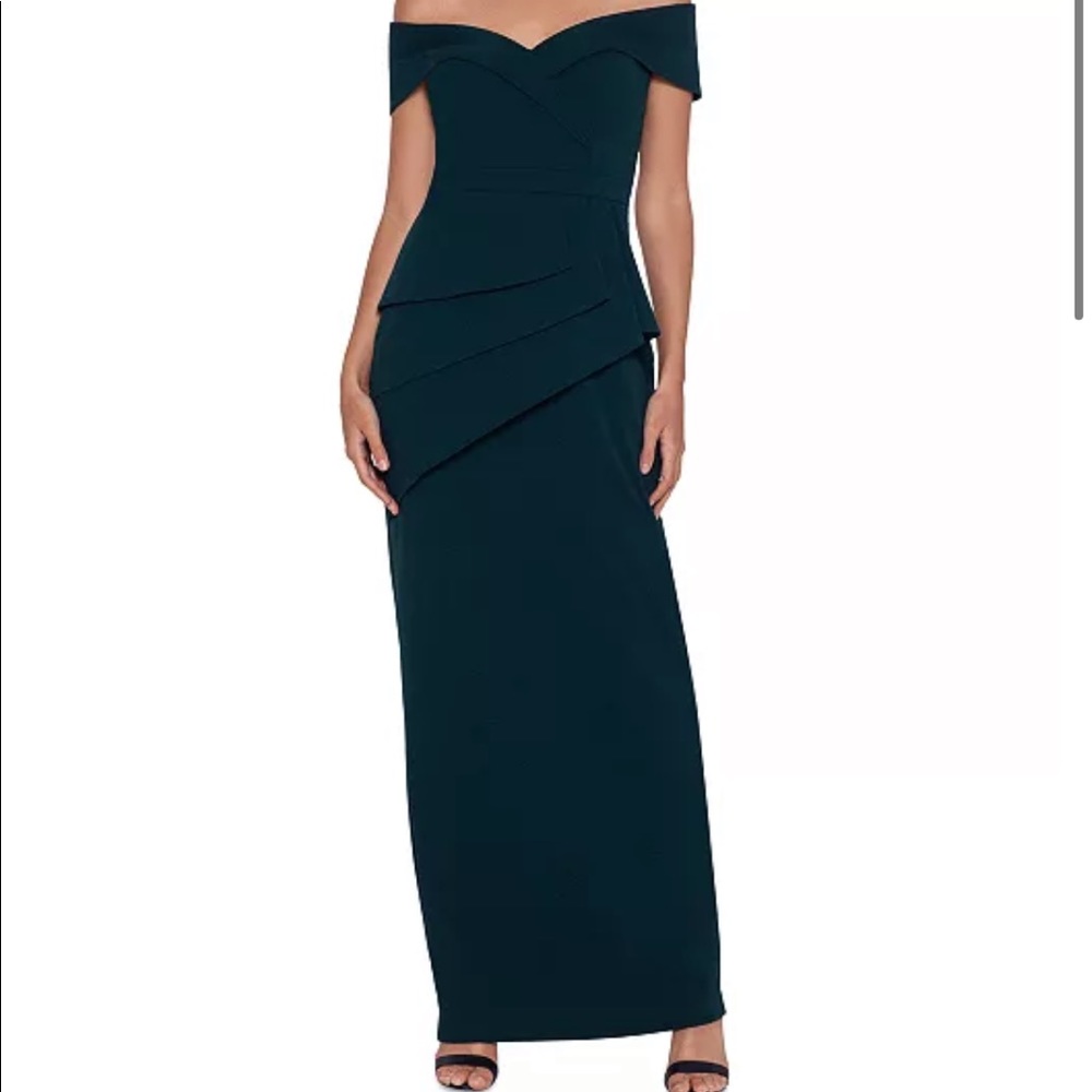 Off-The-Shoulder Peplum Gown